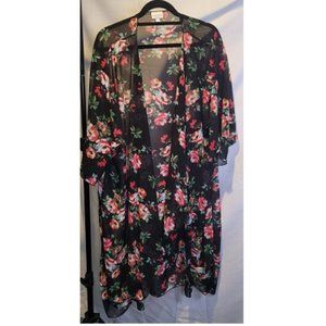 Black and Red Floral Kimono